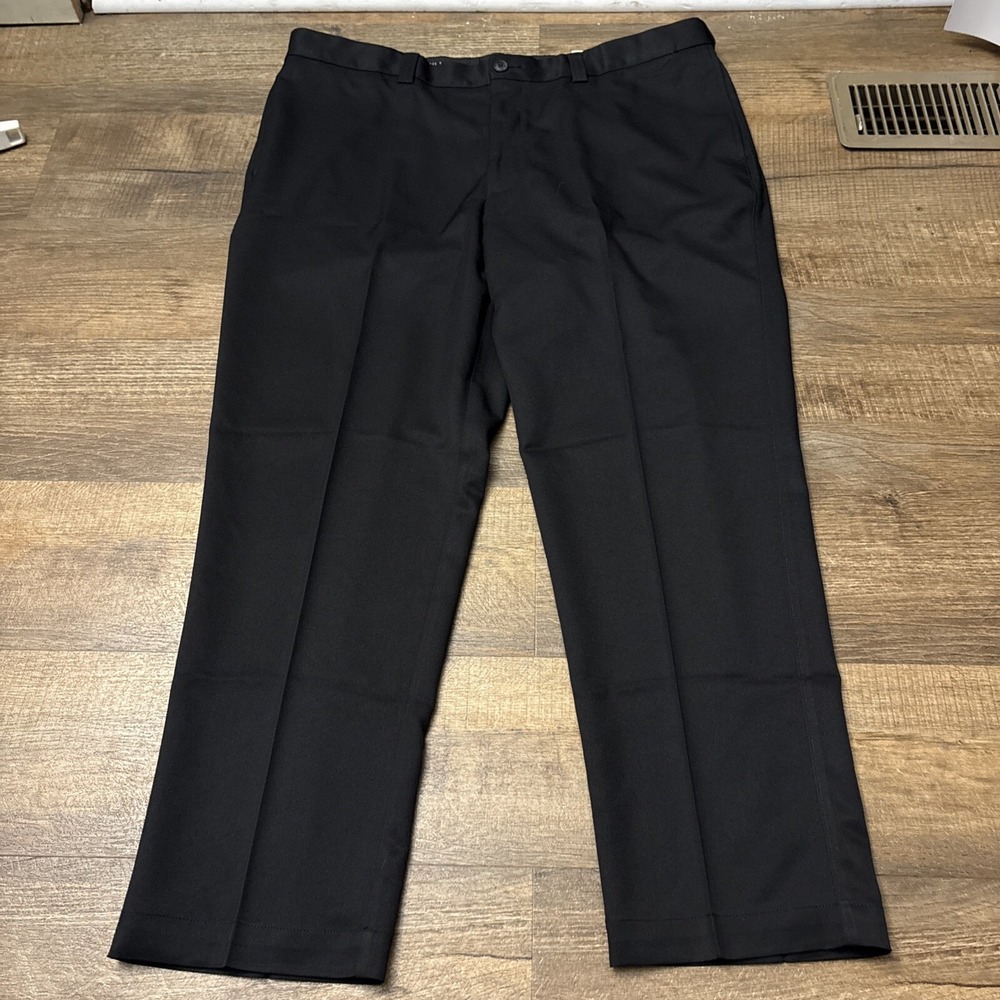 Oak Hill Dress Pants NWT Men 44x30 Black Microfiber Flat Front Wrinkle Resistant